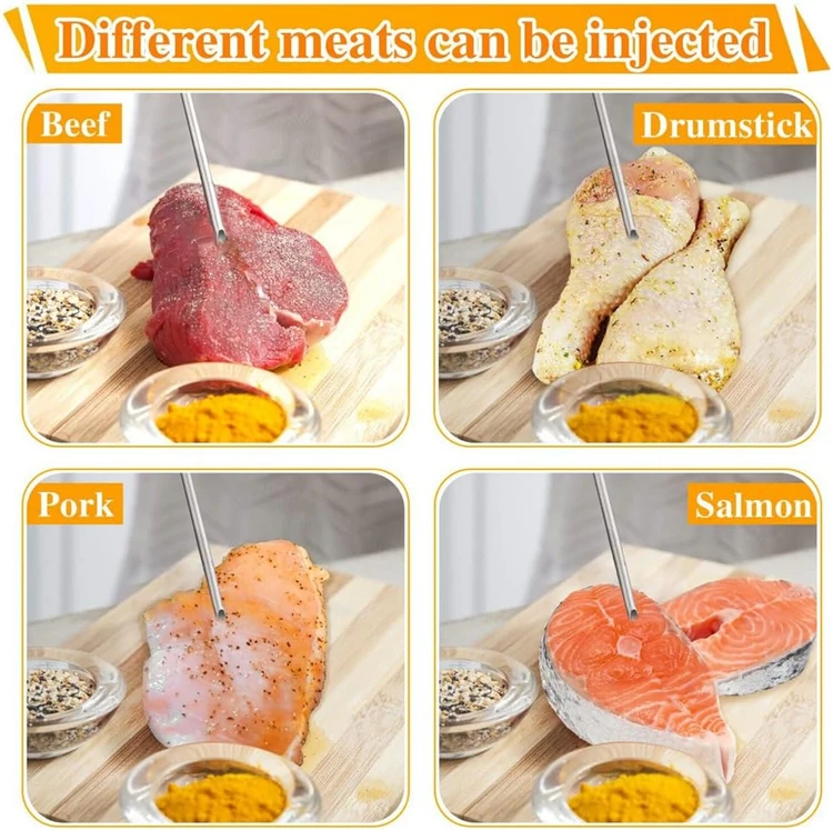 Description Picture 6 of itemLMETJMA 2 oz Meat Injector Syringe Kit with 3 Marinade Needles Stainless Steel Meat Injector For BBQ Grill Smoker Beef JT334