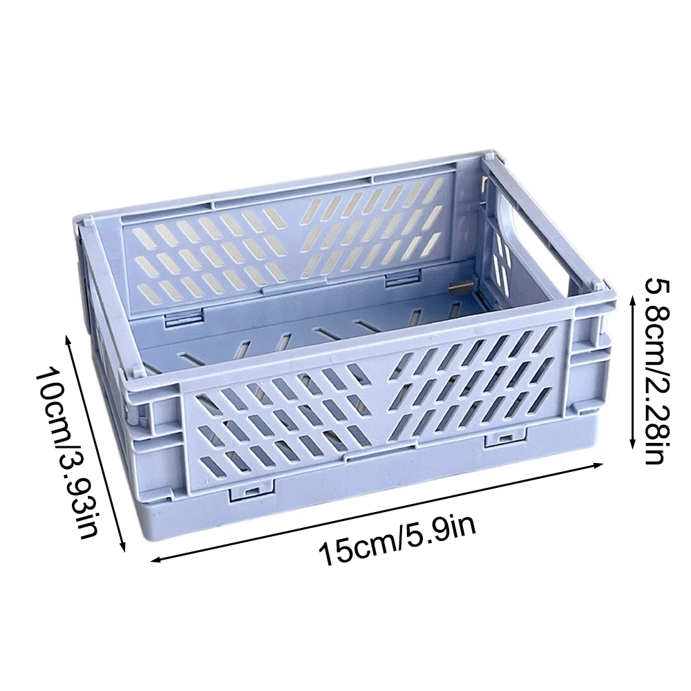 4pcs Mini Folding Plastic Storage Box For Student Desktop Organization, Hand Account Tape, Stationery Placement, Folding Basket
