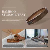 Rectangle Vintage Bamboo Tray With Metal Handle Retro Storage Tray Home Decor Foot Plate Serving Platter Bowls Plates Trays 2