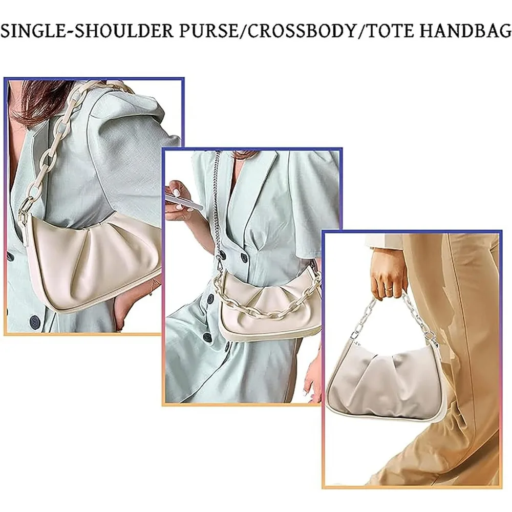Folds Chain Design Compartment Crossbody Bags Zipper Small PU Leather handbag Clutch Purses for women Evening walletfor women
