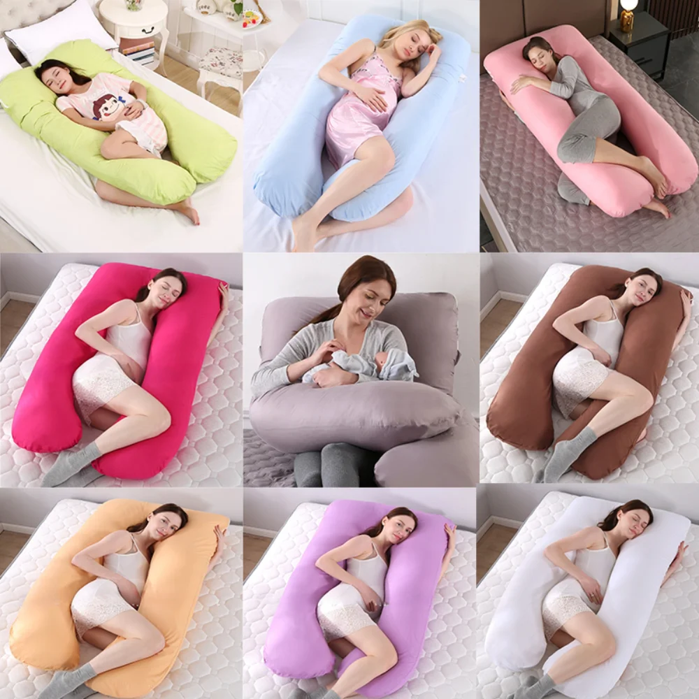 Pregnancy Pillow Pillow for Pregnant Women Casual Simple Solid Color U-shaped Cushion Waist Support Abdomen Nursing Mother Long Body Pillow