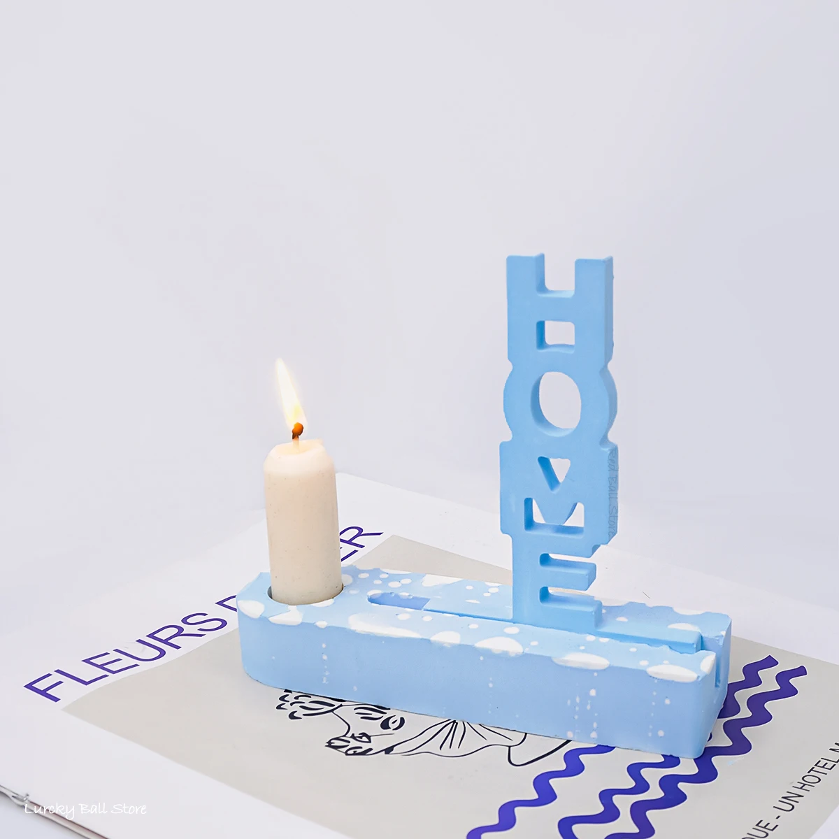 Silicone Mold DIY HOME Letter Candlestick Mold for Room Decor