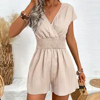 Y.KUKU 2024 Summer Women Rompers Short Playsuits Jumpsuits Holiday Casual One Pieces Clothing Jacquard Cross Overalls Female - Image 4