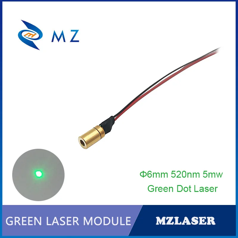 

Green Dot Laser Module Small Size D6mm 520nm 5mw High Quality Glass Lens Industrial APC Driven