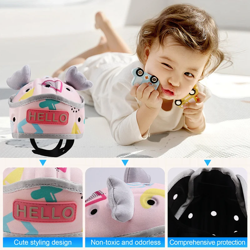 Adjustable Babysafety Helmet 360-Degree Headprotection, Soft Toddler Security Hat For Learning To Walk,-Y44A