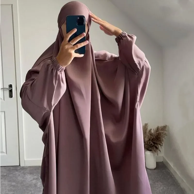 Eid Hooded Abaya Muslim Women Prayer Garment Hijab Dress Arabic Kaftan Robe Overhead Khimar Niqab Ramadan Gown Islamic Clothes