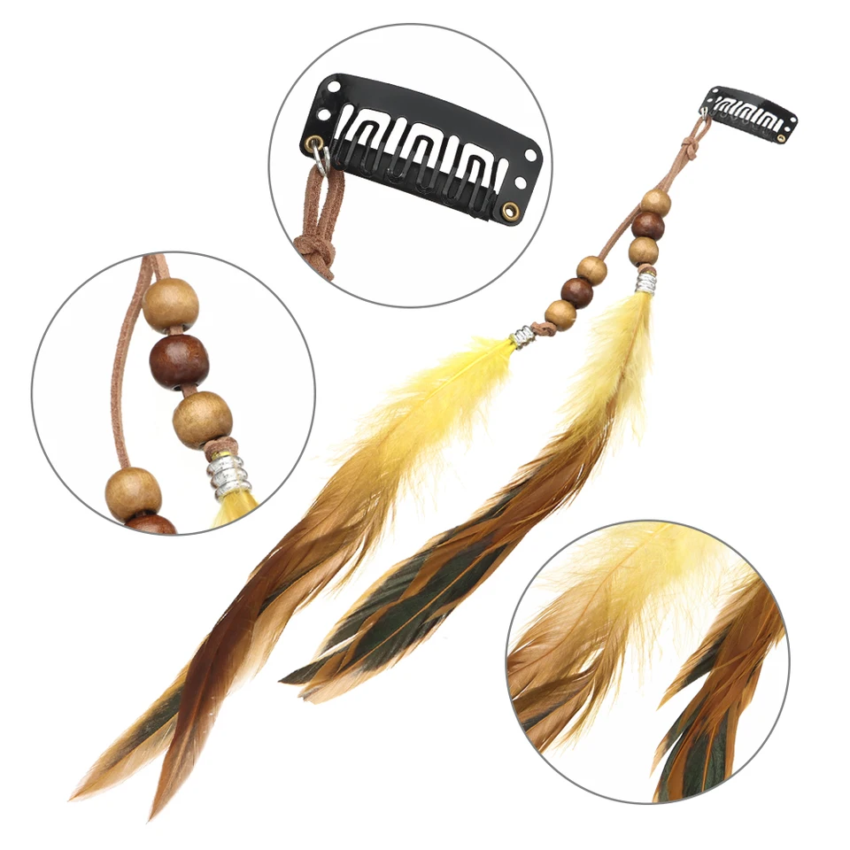 Pendientes Y Collar Bohemios Hechos A Mano Con Plumas Y Cuero - Estilo Vintage Indio Y Vikingo - Regalo Perfecto Para Mujeres