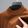 Mens Half Turtleneck Knitwear Sweater Autumn Mock Neck Sweatshirts Solid Color Pullover Streetwear Winter Warm Knitted Sweater 4