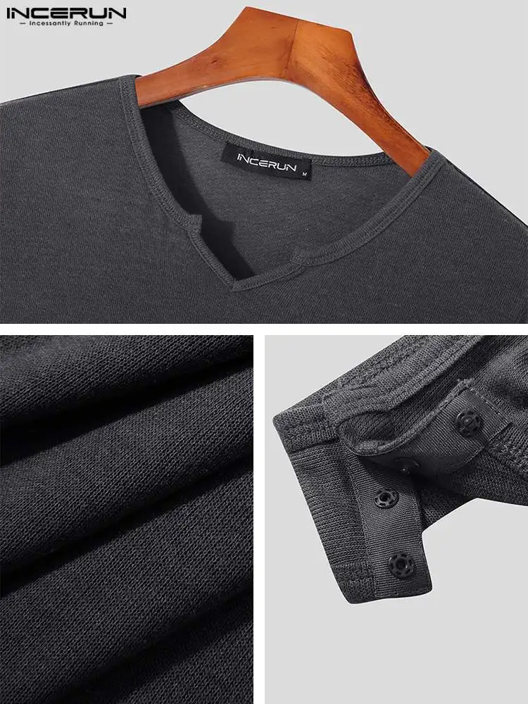 Casual Simple Style Sexy Men's Loungewear Short Sleeve Jumpsuit Solid Comfortable Underwear INCERUN Male Bodysuit Homewear S-5XL