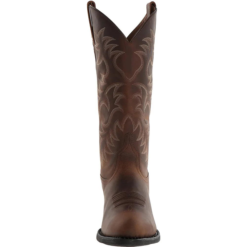 Top Quality Tall Embroidered Retro Sleeve Men's and Women's Wide-Headed Western Cowboy Boots Size 38-48 Men Boots