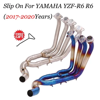 Connect Original Muffler Slip On For Yamaha YZF R6 2017 2018 2019 2020 Motorcycle GP Exhaust System Escape Front Tube Link Pipe