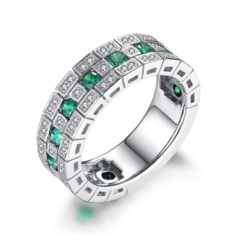 

Astuyo Wish Vintage Women Men Ring with Emerald Green Zirconia Gemstone Proposal Band Ring Male Female Gift
