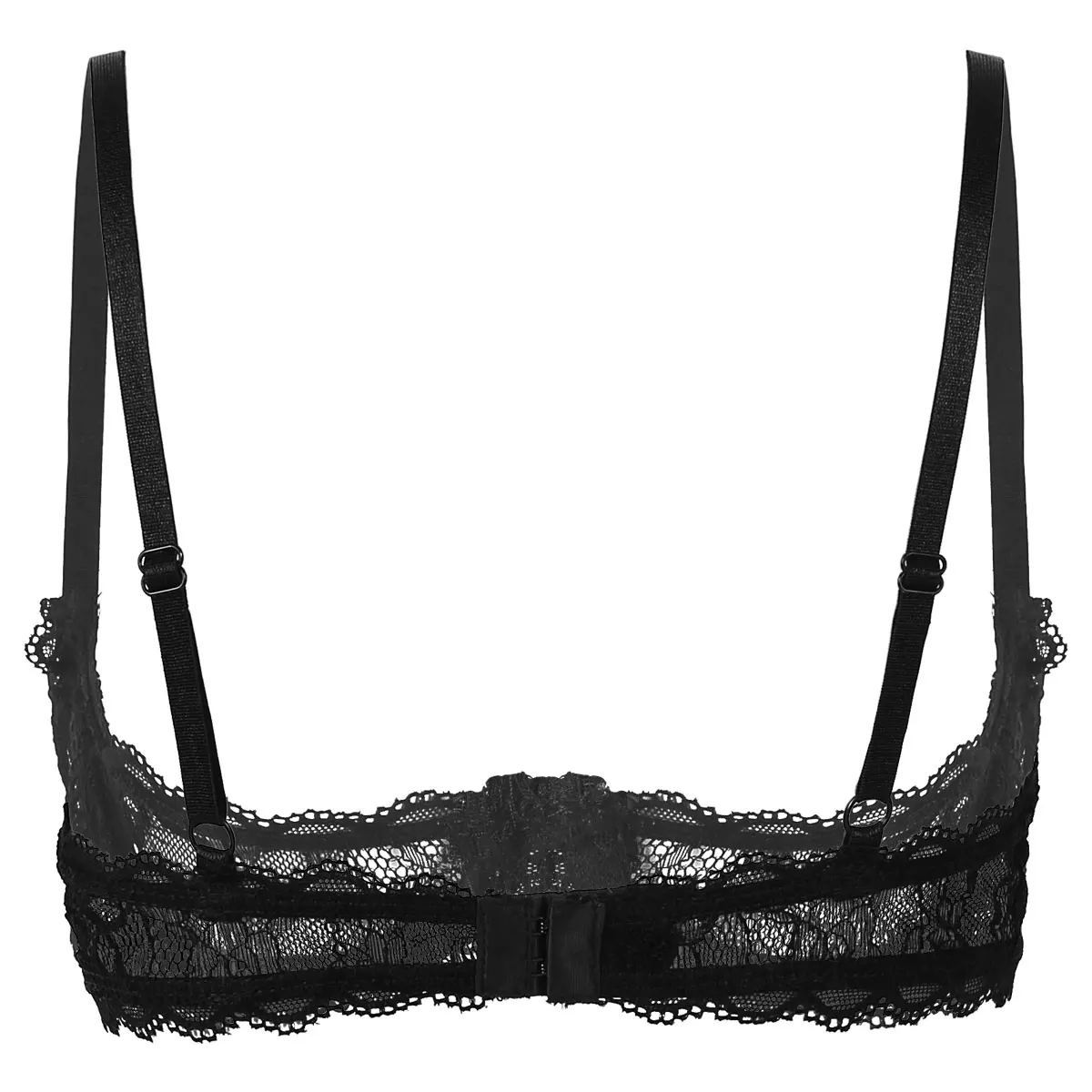 Women Bra Erotic Lingerie See Through Sheer Lace Push Up 1/4 Cups Underwired