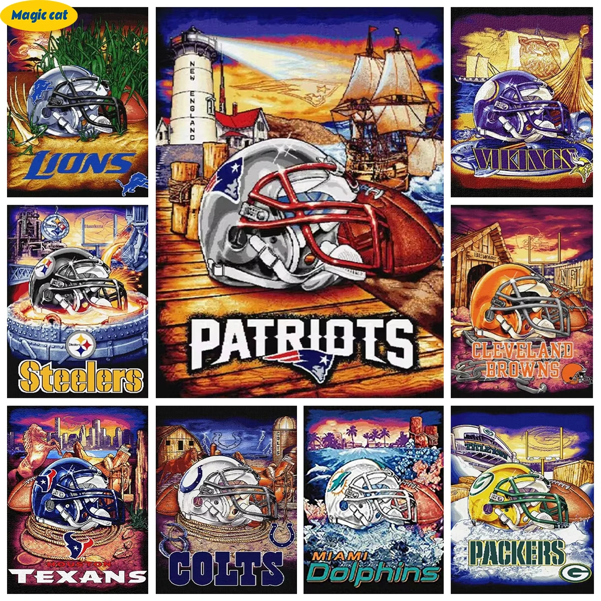 Vintage Rugby Poster DIY Diamond Art Painting Sports Poster 5D Diamond ...