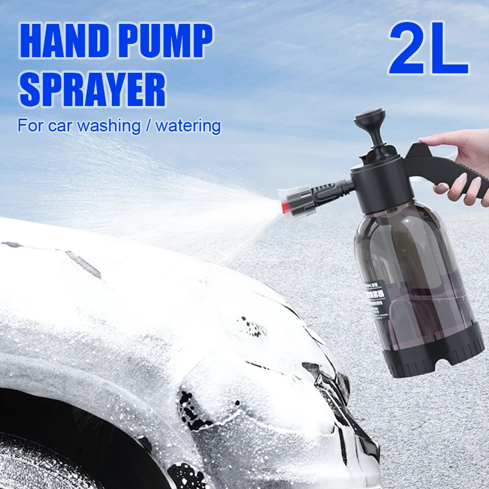 

2L Hand Pump Foam Sprayer with 2 Nozzles Pneumatic Foaming Cannon Hand Pressurized Creamy Foam Car Wash Sprayer Window Cleaning