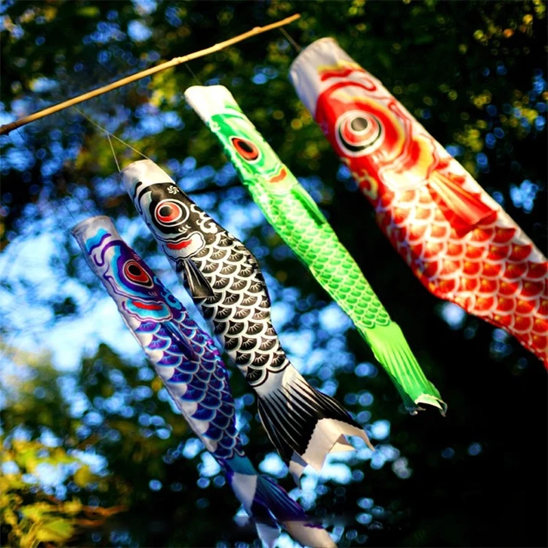 40/70/95cm Japanese Carp Flag Windsock Hanging Fish Flag Kite Colorful Wind Socks Home Garden Decoration Cartoon Fish