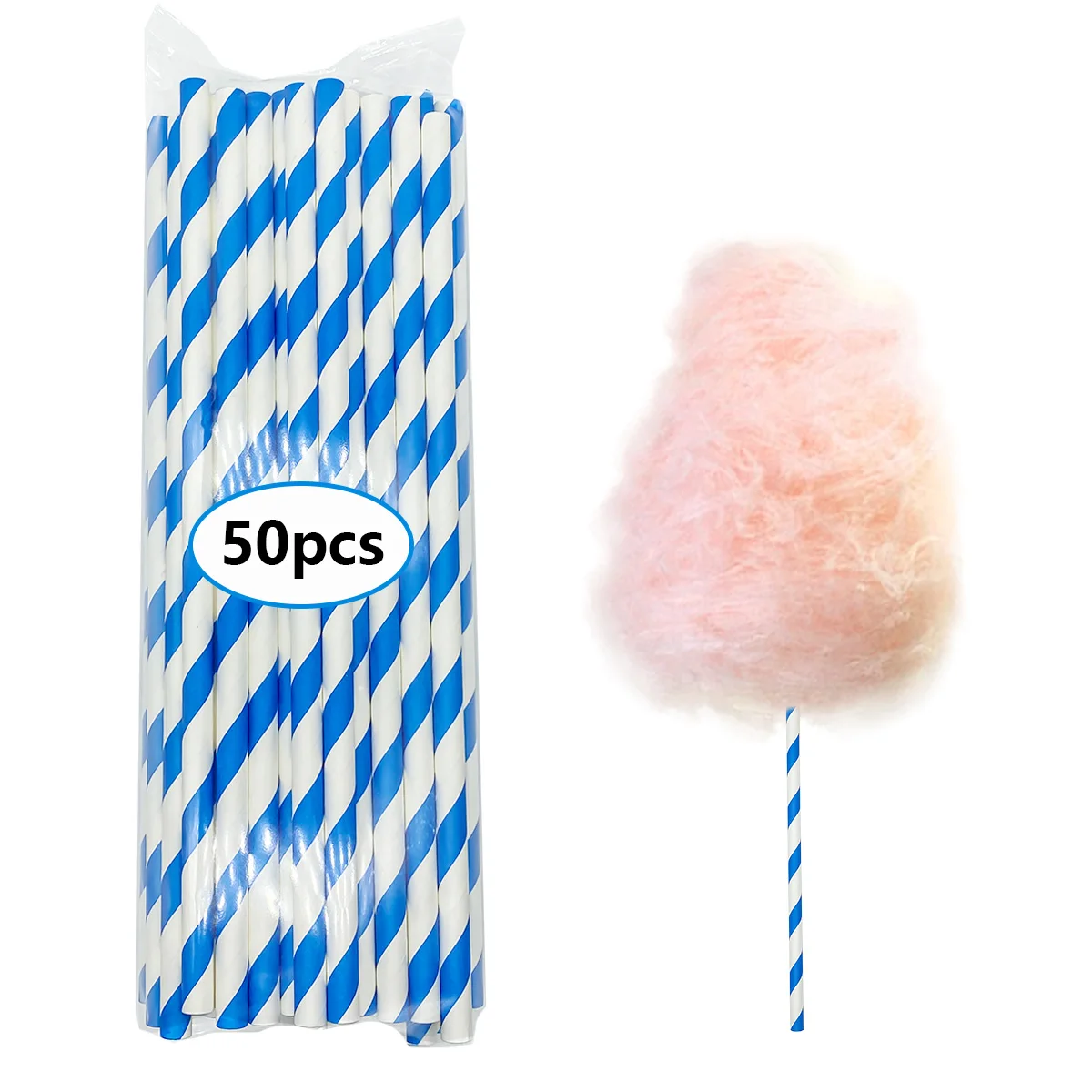 2000pcs-10*300mm-50pcs/pack-Blue disposable paper marshmallow sticks-factory low price-pattern-for restaurant