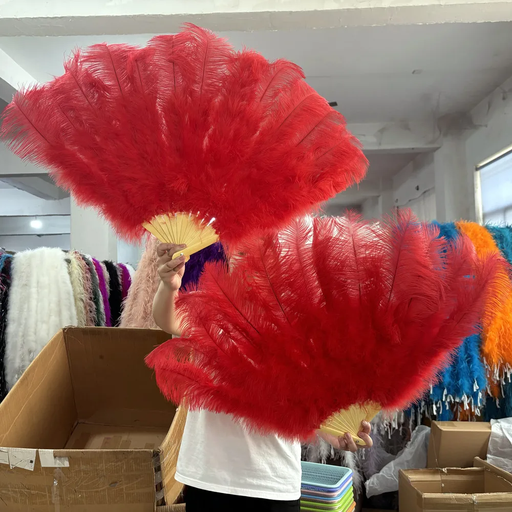 1/2PCS Colorful Ostrich Feather Large Fans Craft Beautiful Hand