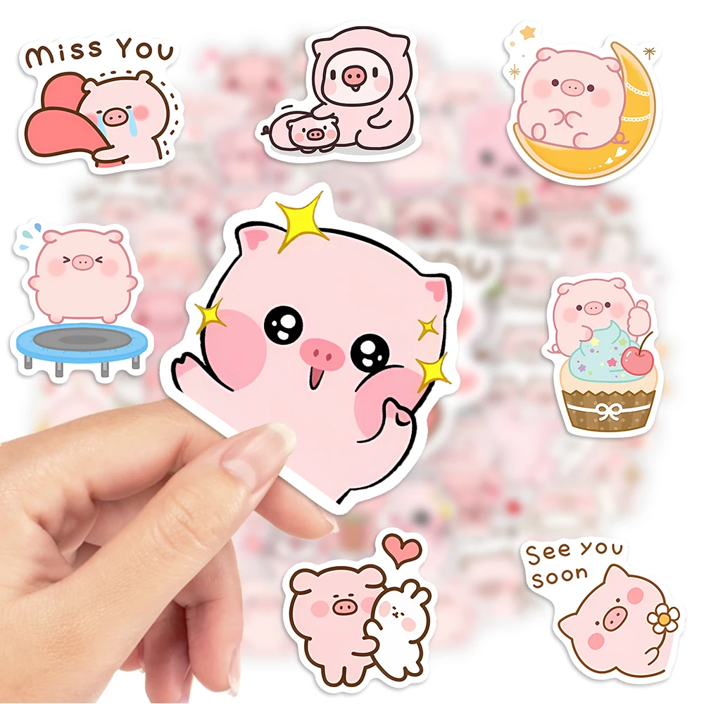 Cute Cartoon Pig Stickers Funny Kawaii Kids DIY Gift Toy Decorative Decal for Scrapbook Journal Laptop Phone Luggage Waterproof
