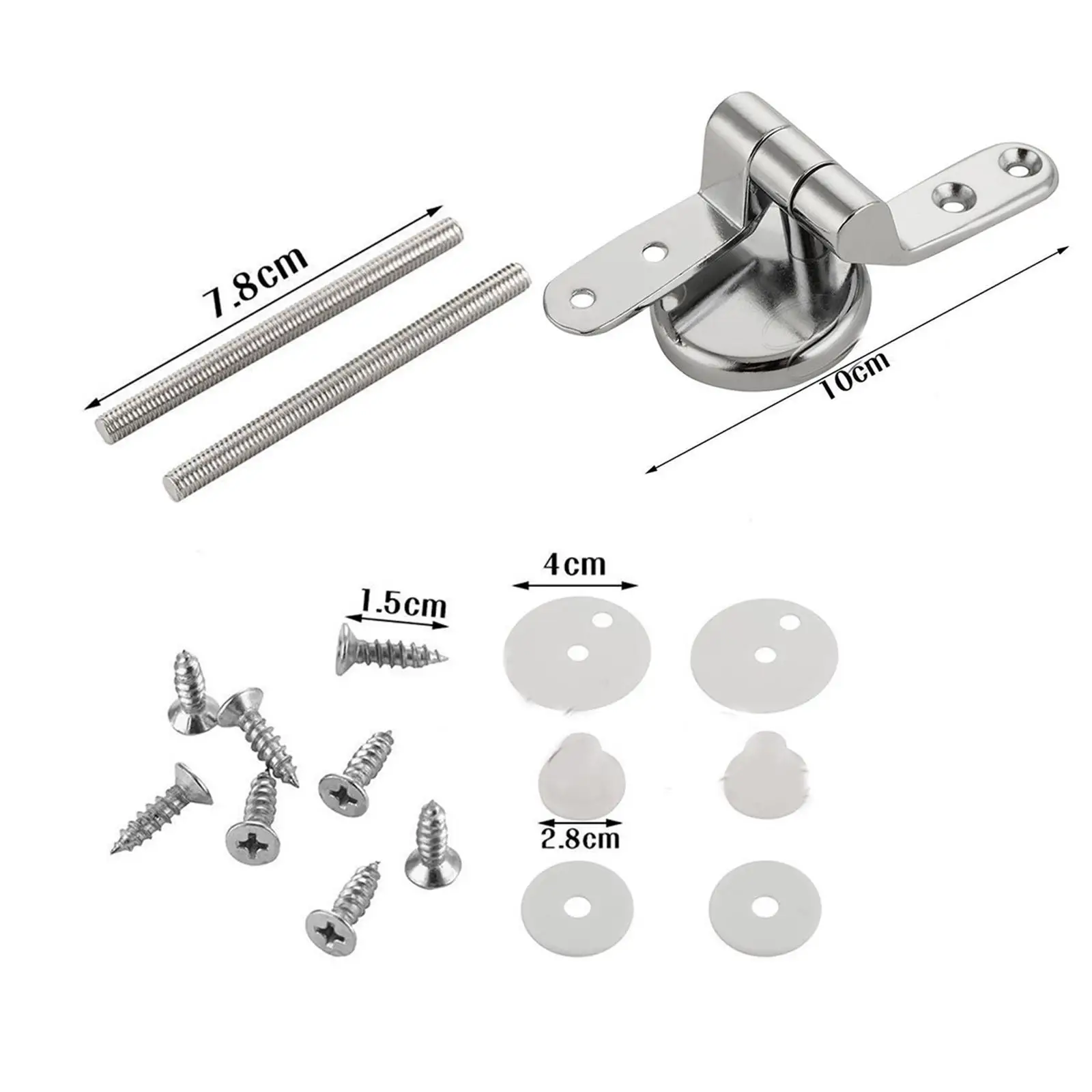 Toilet Lid Hinges Fixtures Set Threaded Rod and Screws General Accessory Replace Parts for Bathrooms Simple Installation Sturdy