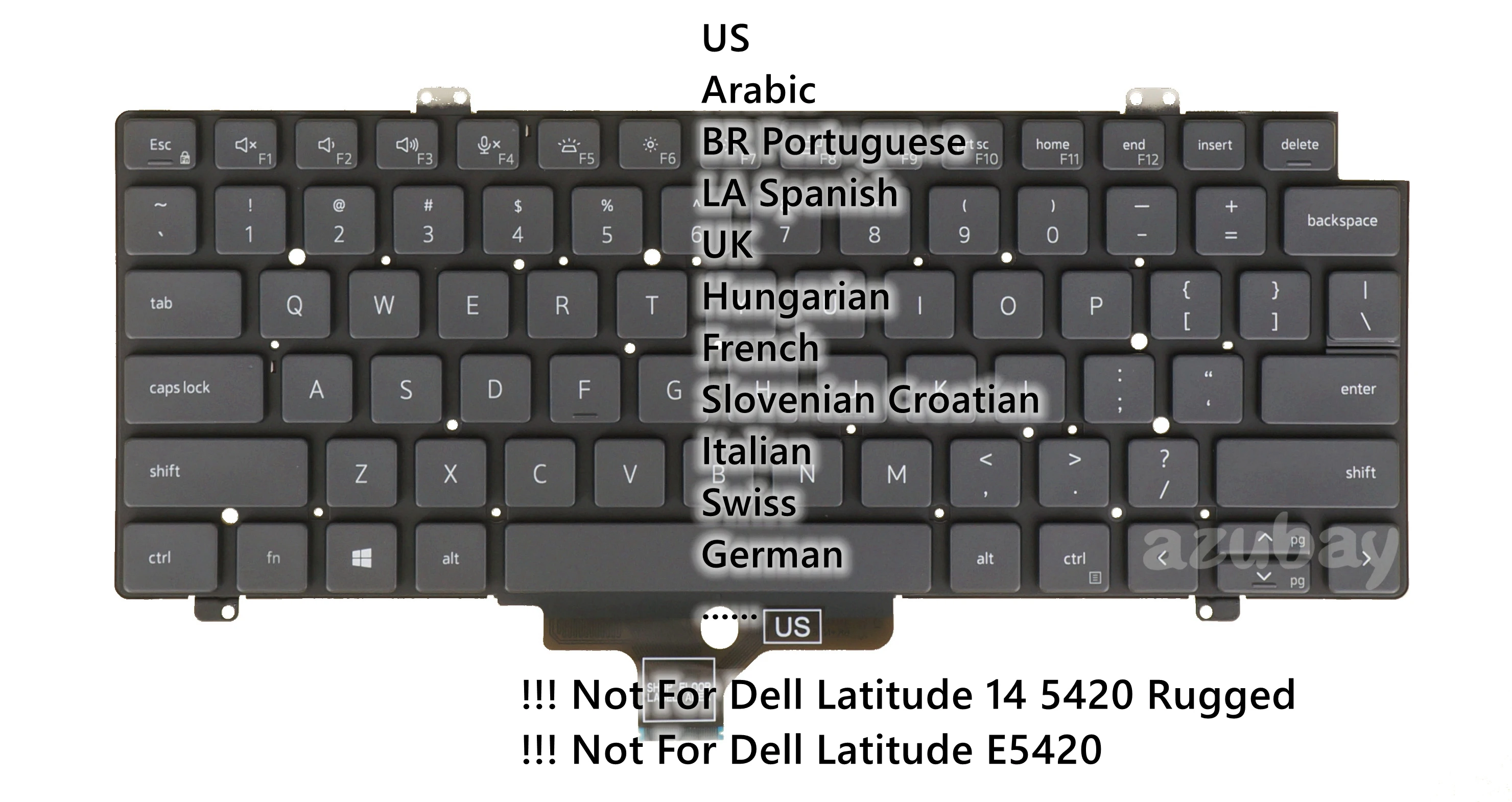 Tastiera Usa Arabo Br Portoghese La Spagnola Uk Ungherese Per Dell Latitude 5420, 5420 2 In1, 7420, 7420 2 In 1, 7520 Retroilluminato