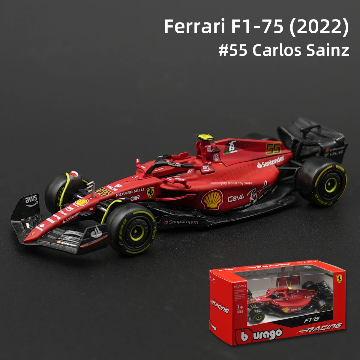 Bburago 1:43 Ferrari 2022 F1-75 #16 F1 Formula Car Die Cast Vehicles Collectible Model Racing Toys 3