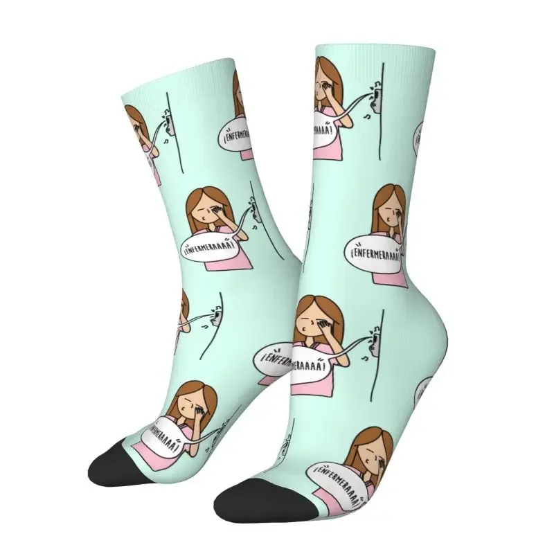 

Fun Printing Enfermera En Apuros Doctor Nurse Medical Socks for Men Women Stretchy Summer Novelty Street Style Crazy Crew Socks