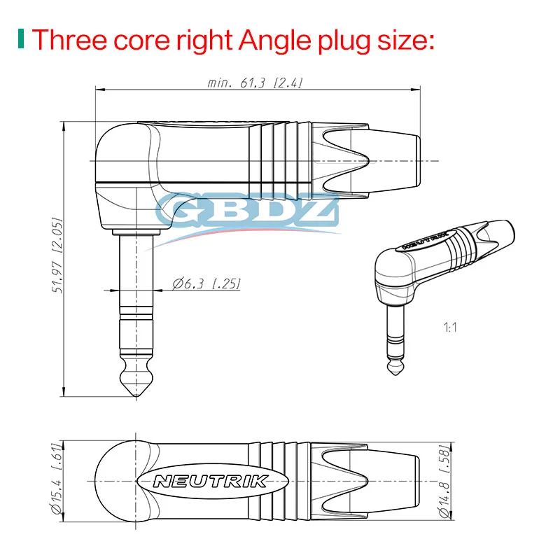 NEUTRIK NP3X 1/4" 6,35mm Mono-Geschweißter Stecker, Reinkupfer-Lötverbinder für Gitarren-Mikrofon-Audiokabel – Detail 8
