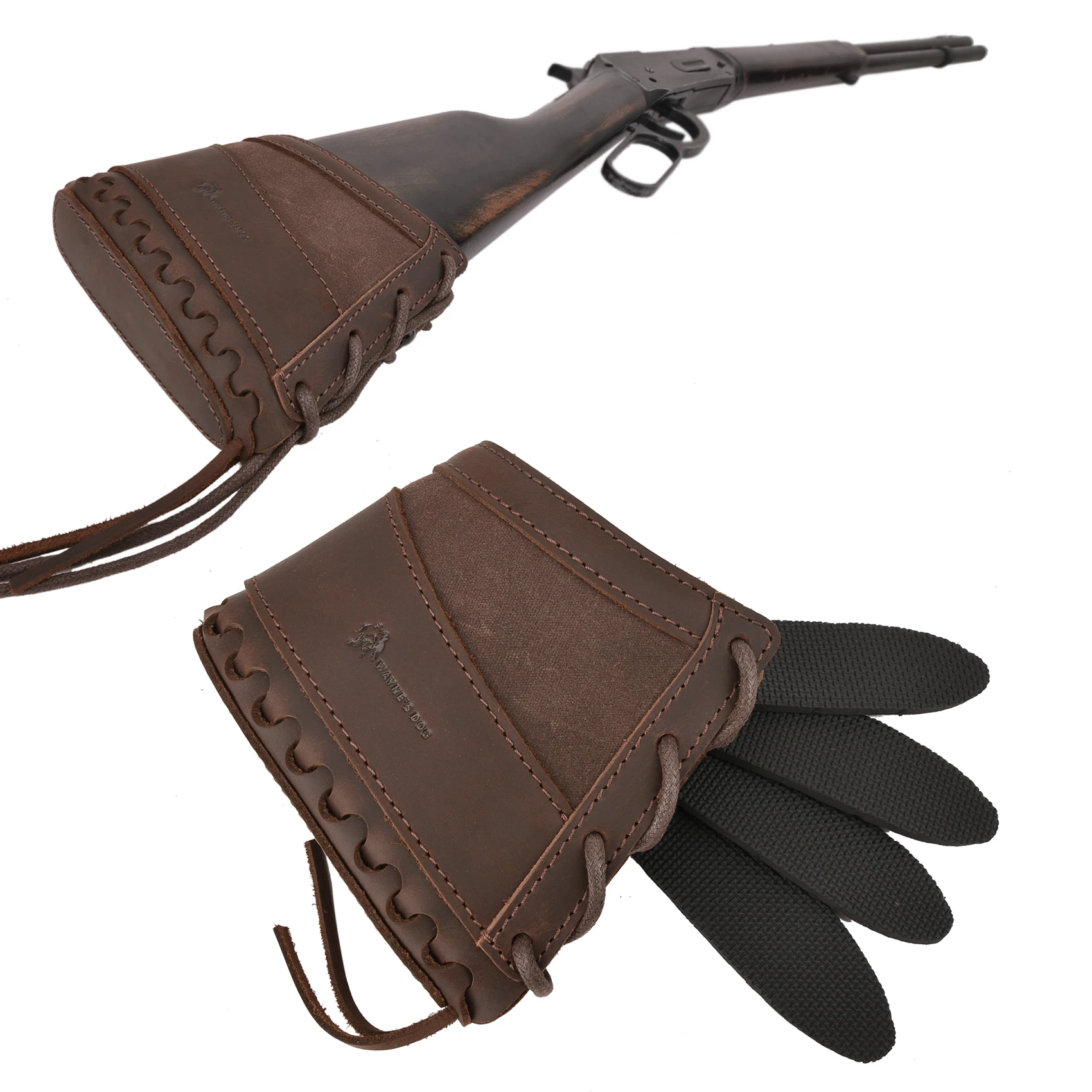 WAYNE'S DOG Leather Rifle Buttstock Cover With Cheek Rest – Non-Slip, Adjustable – Universal Fit