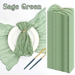 Elegant Sage Green Boho Gauze Table Napkins - Set of 10 - 100, 50x50cm - 60Pcs (Sage Green)