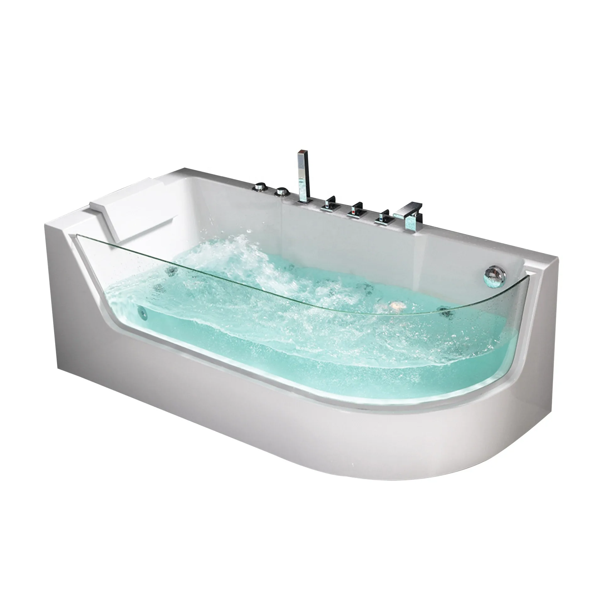 1650mm Bathroom Whirlpool Bathtub LED Colored Lights Indoor Spa Double People Surf Massage Tub 11248