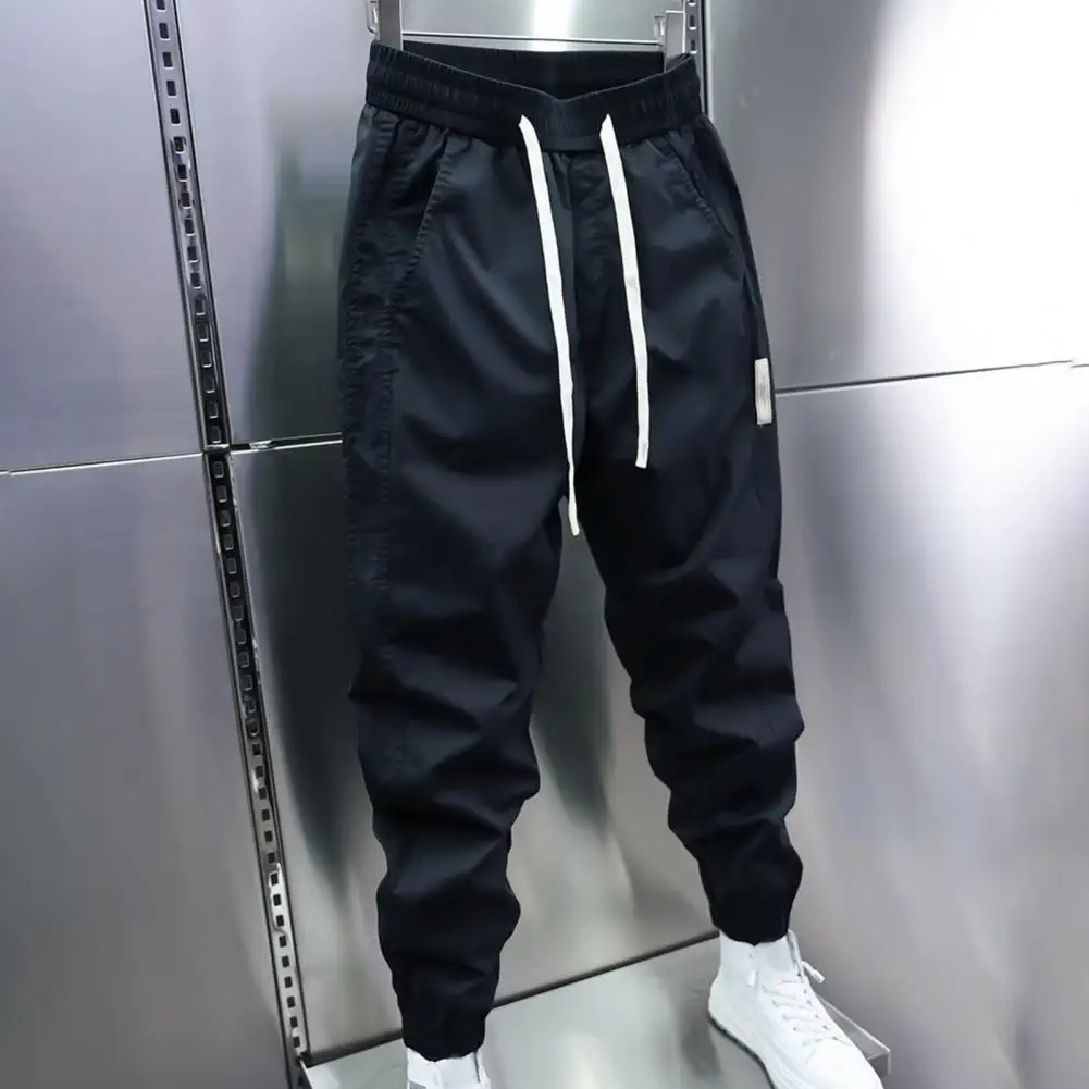 

Casual Workwear Trousers Comfortable Men's Drawstring Pants with Elastic Waist Casual Pockets Soft Breathable for Ankle-banded