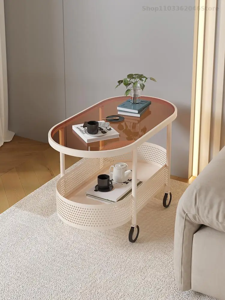 Movable Small Table Sofa Side Cabinet Living Room Small Coffee Table Side Corner Internet Popular Sofa Light