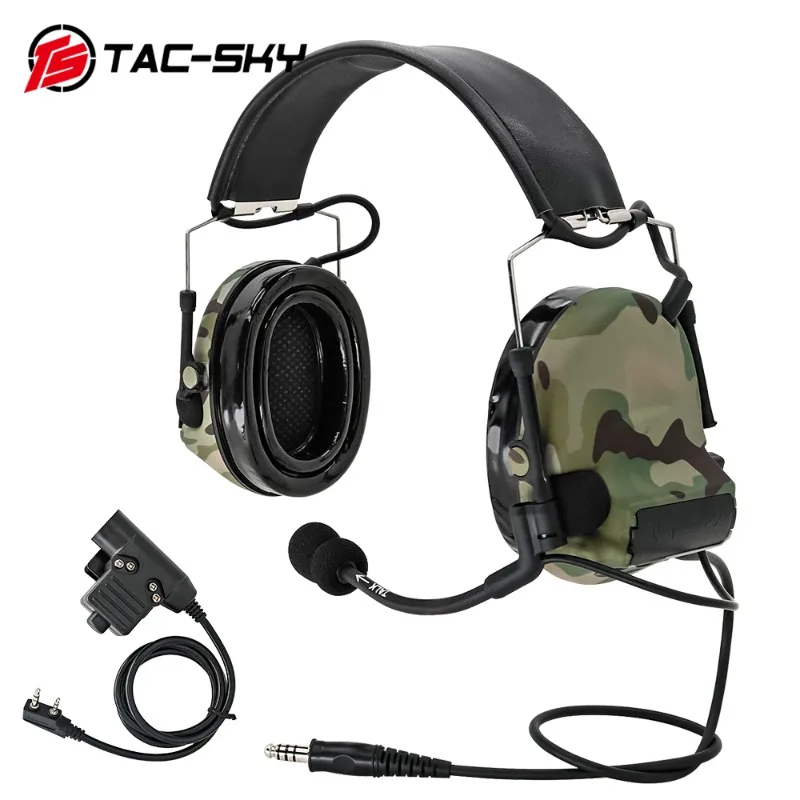 TAC-SKY COMTAC II Silicone Earmuffs Outdoor Hunting Shooting Hearing Protection Noise Reduction Tactical Headphones+U94 PTT