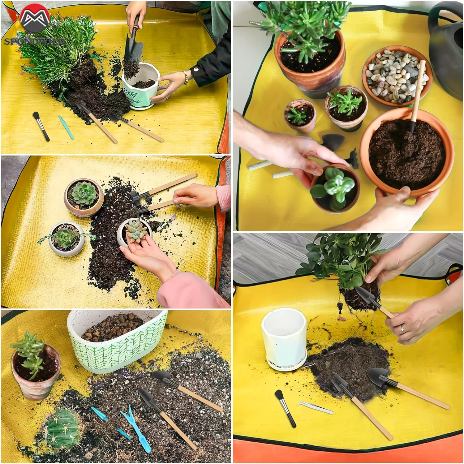 Foldable Waterproof Planting Mat Set - Reusable Gardening and Potting Pad