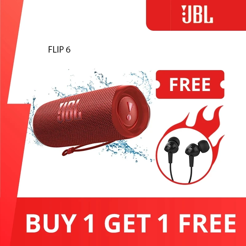 JBL FLIP 6 Wireless Bluetooth Speaker Portable IPX7 FLIP6 Waterproof Outdoor Stereo Bass Music Track Independent Tweeter |