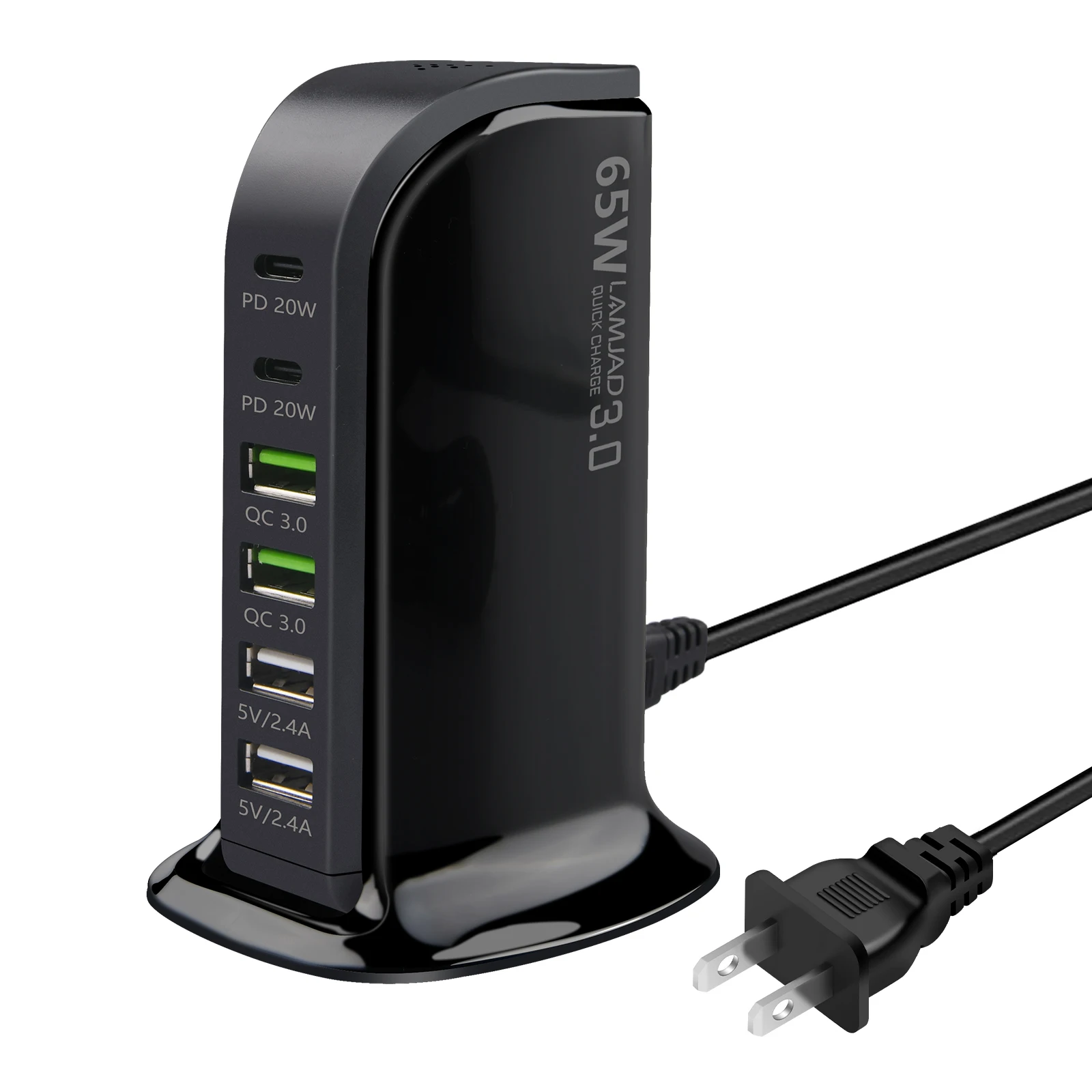 

Multi 65W 6 Port USB C Charger PD 20W USB Quick Charge Fast Charging station Dock Travel Wall Type C Adapter US EU UK Plug