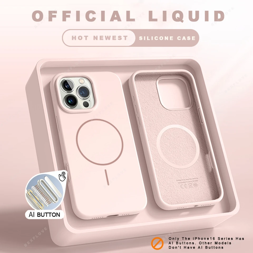 Premium Silicone Magnetic Phone Case with Wireless Charging Compatibility