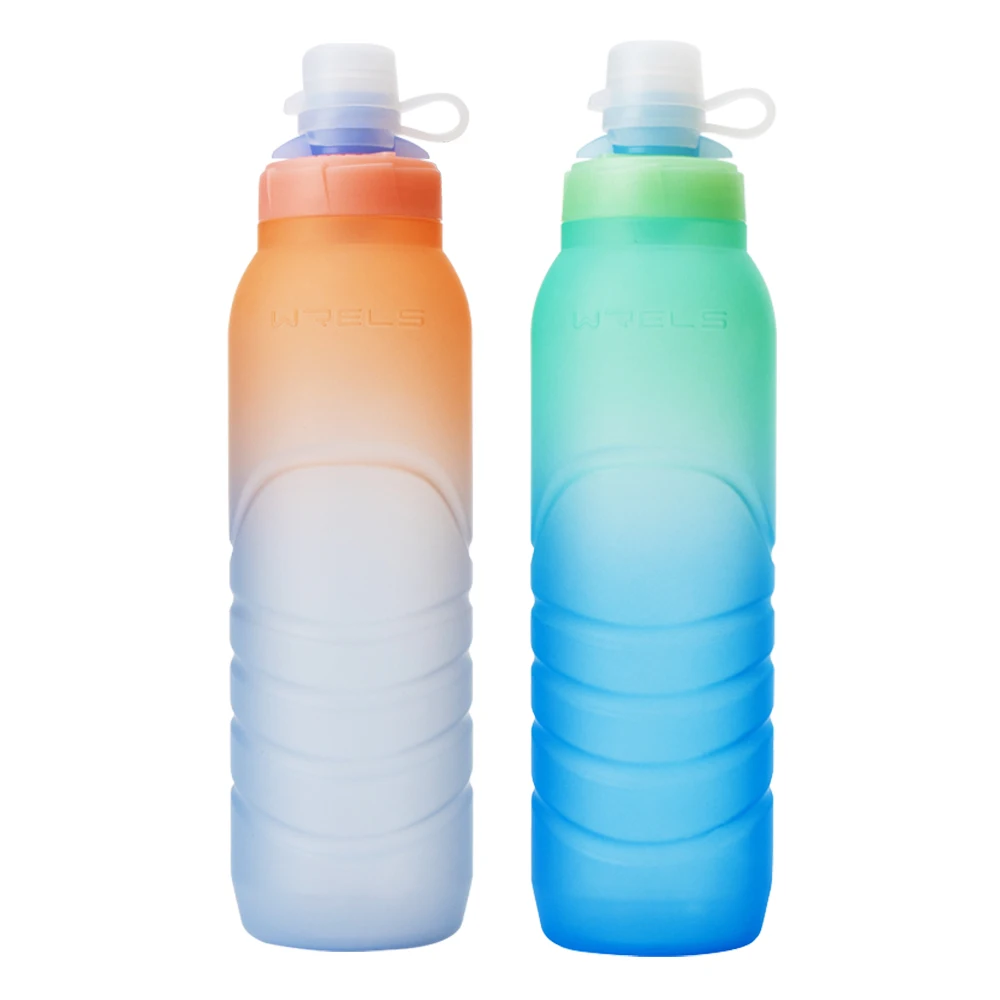 WRELS Sport Water Bottle BPA Free PP5 Ultralight Portable Leak-Proof Silicone Outdoor Water Bottle Fitness Running Water Kettle
