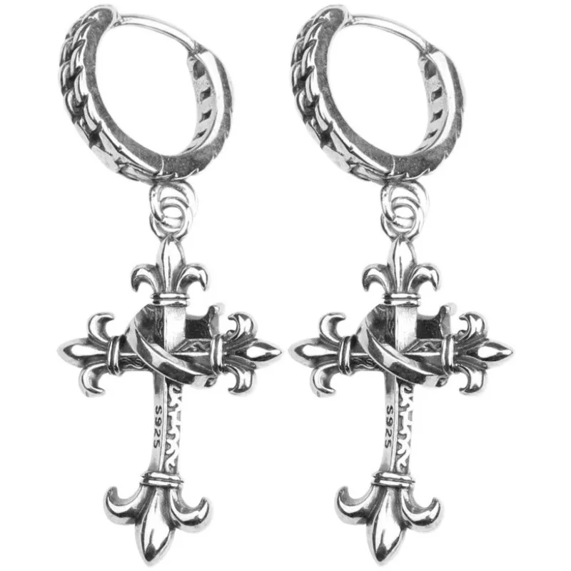 여성용 925 스털링 실버 크로스 스터드 귀걸이, 우아한 쥬얼리, 베스트 셀러 액세서리, 도매 돈 925, 무료 배송