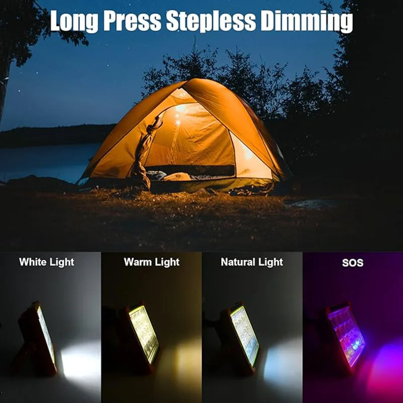 175W Portable Solar Panel Spotlight Super Bright 348Led Work Light USB Rechargeable For Outdoor Camping LED Lamp By 18650 LT007