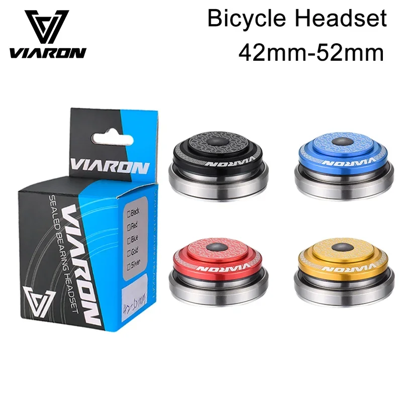 

VIARON Bicycle Headset 42mm 52mm CNC 1 1/8"-1 1/2" MTB Bearing Straight Tapered Tube Fork Steer Column Integrated System