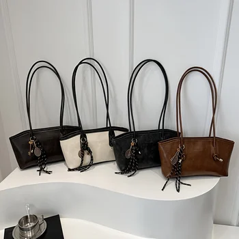 حقيبة هلال للسيدات ذات سعة كبيرة باللون الأسود والأبيض والبني والقهوة وحقيبة كتف قابلة للتحويل للعمل واسعة والسفر والاستخدام اليومي