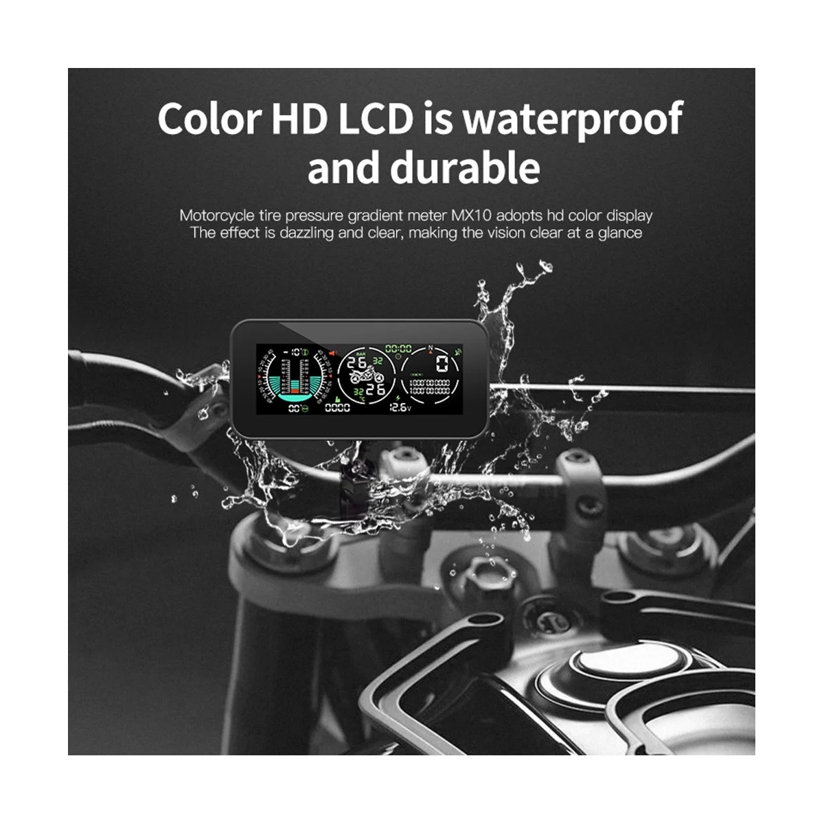F3 Motorcycle 3 in 1 Tire Pressure Monitor GPS Speedometer Vehicle Speed Tachometer Slope Meter TPMS LCD Digital HUD