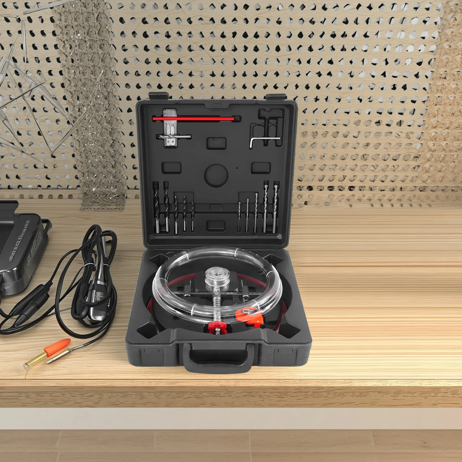 40–200 mm verstellbares Lochsägen-Set mit Staubschutz, Lochschneider, Bohrer, Sheetrock, Furnierschiefer für Tischbohrer, Handbohrer – Detail 10