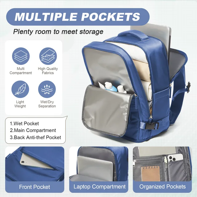 Travel Backpack for Women Men, Ryanair Backpack 40x20x25 Cabin Airplane Luggage EasyJet 45x36x20 Backpack Business Laptop Bag 4