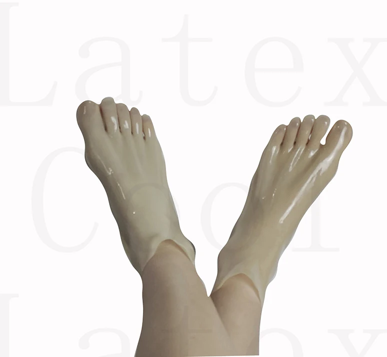 Latex Sexy Chaussettes Hose Clear Caoutchouc Fait Main Toe Socks Size S ...