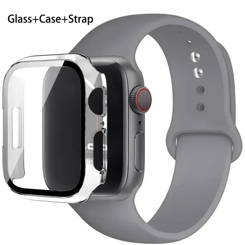 Premium Silicone Watchband Set with Glass Protector & Strap