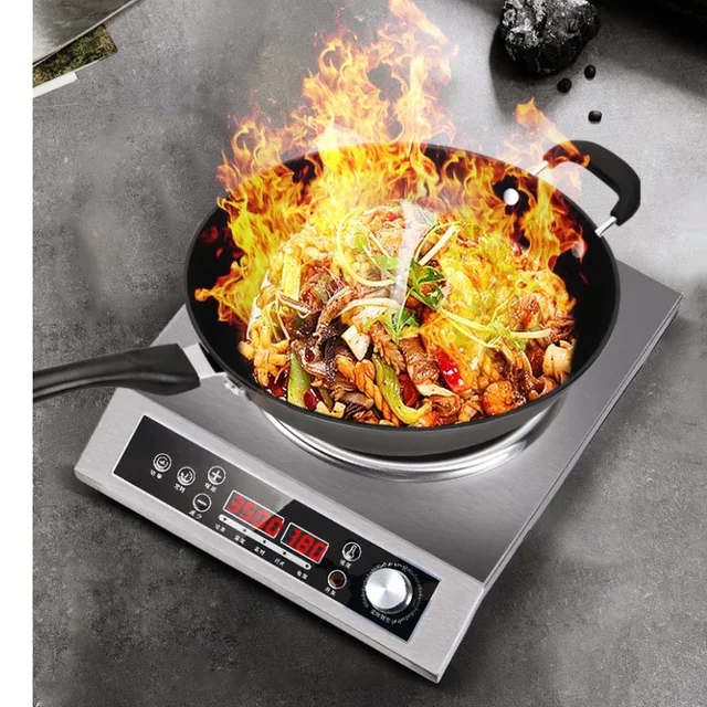Concave induction cooker household stir-fry high-power commercial stove cooking pot integrated concave