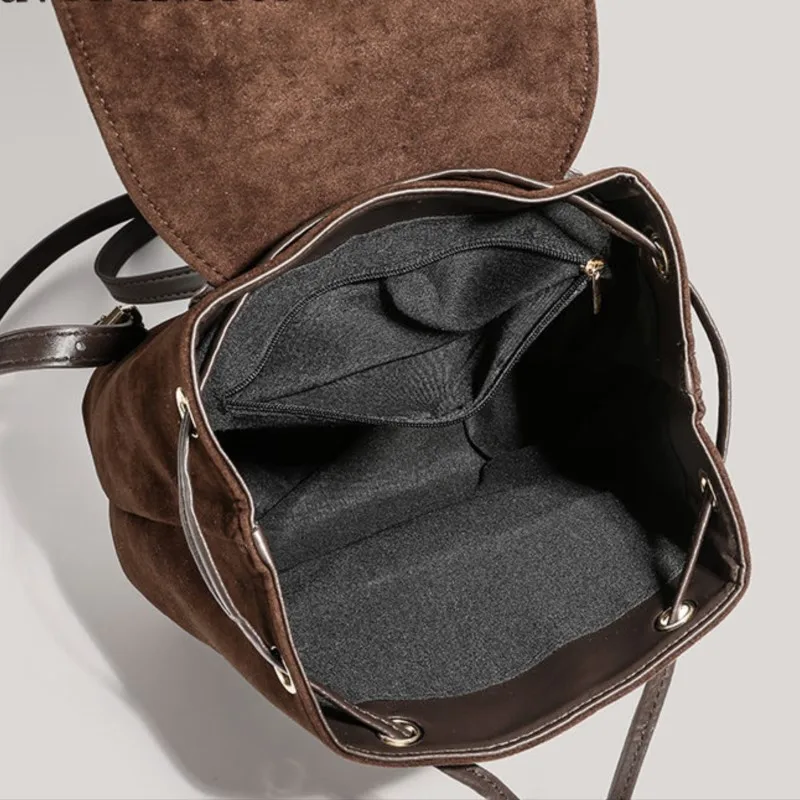 JIAERDI Hot Girls Brown Mini Backpack Women New Retro Versatile Suede Chic Y2k Backpacks Female Vintage Casual Mochila Aesthetic